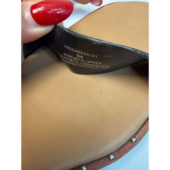 Steve Madden Ares Black Leather Studded Ankle Strap Wedge Sandals Women Size 9M - Picture 12 of 12